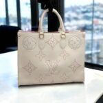 Louis Vuitton LV On The Go Monogram Leather Tote Bag With Dust Bag (Cream - 695)