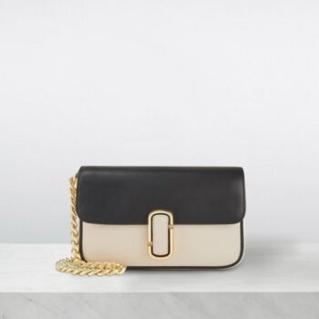 Marc Jacobs The J Marc Shoulder Bag With OG Box & Dust Bag (Black-White- 115)(BSB)
