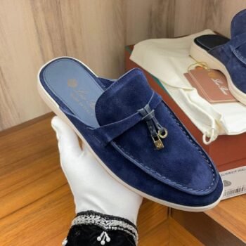 LORO PIANA BABOUCHE LOAFERS NAVY BLUE