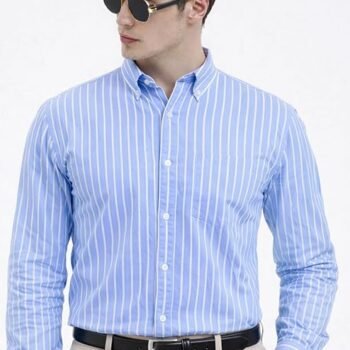 U TURN Men's Casual Printed Striped Stylish Latest Formal Shirt for Men